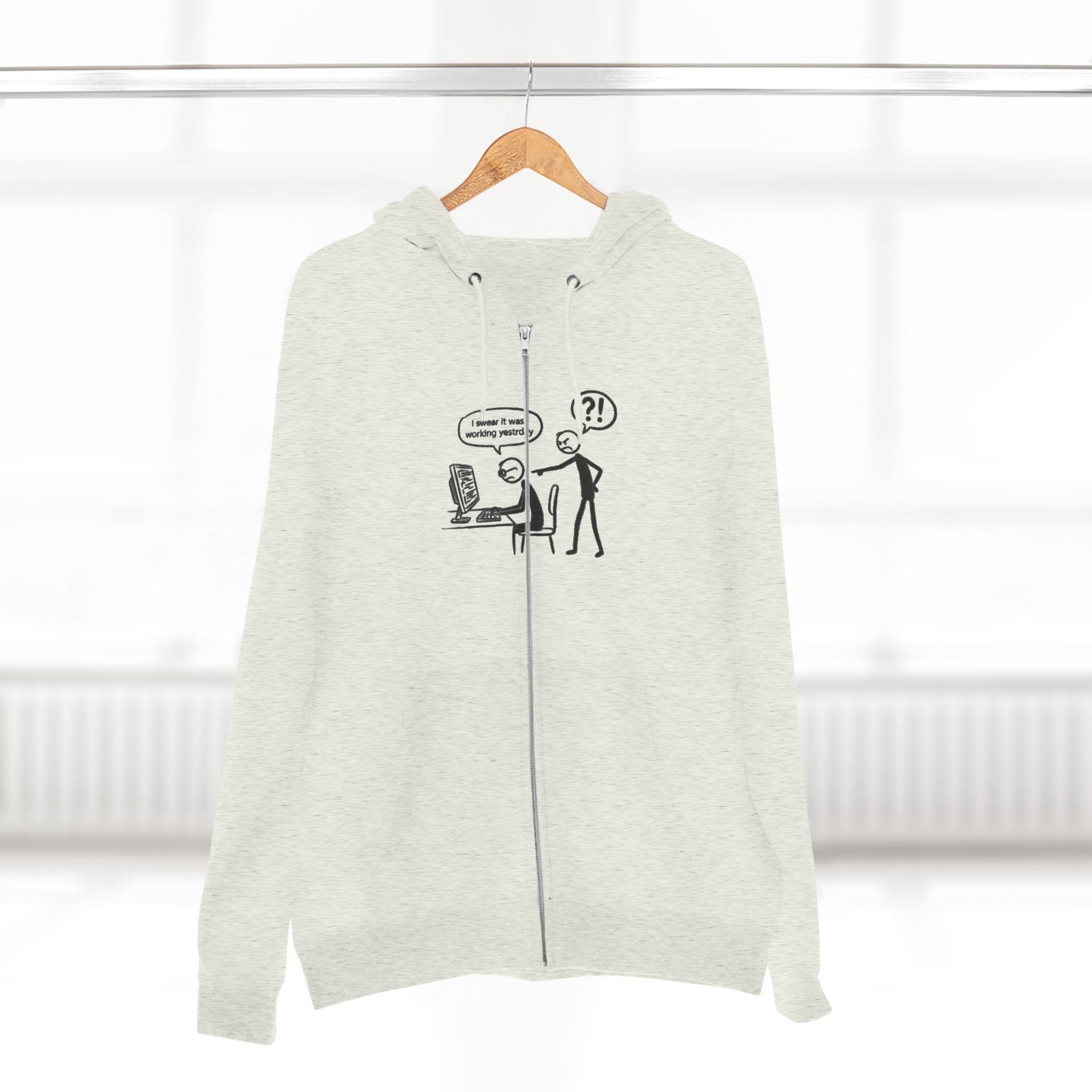 Zip Hoodie — Funny Tech Support Comic "Have You Tried Turning It Off?"