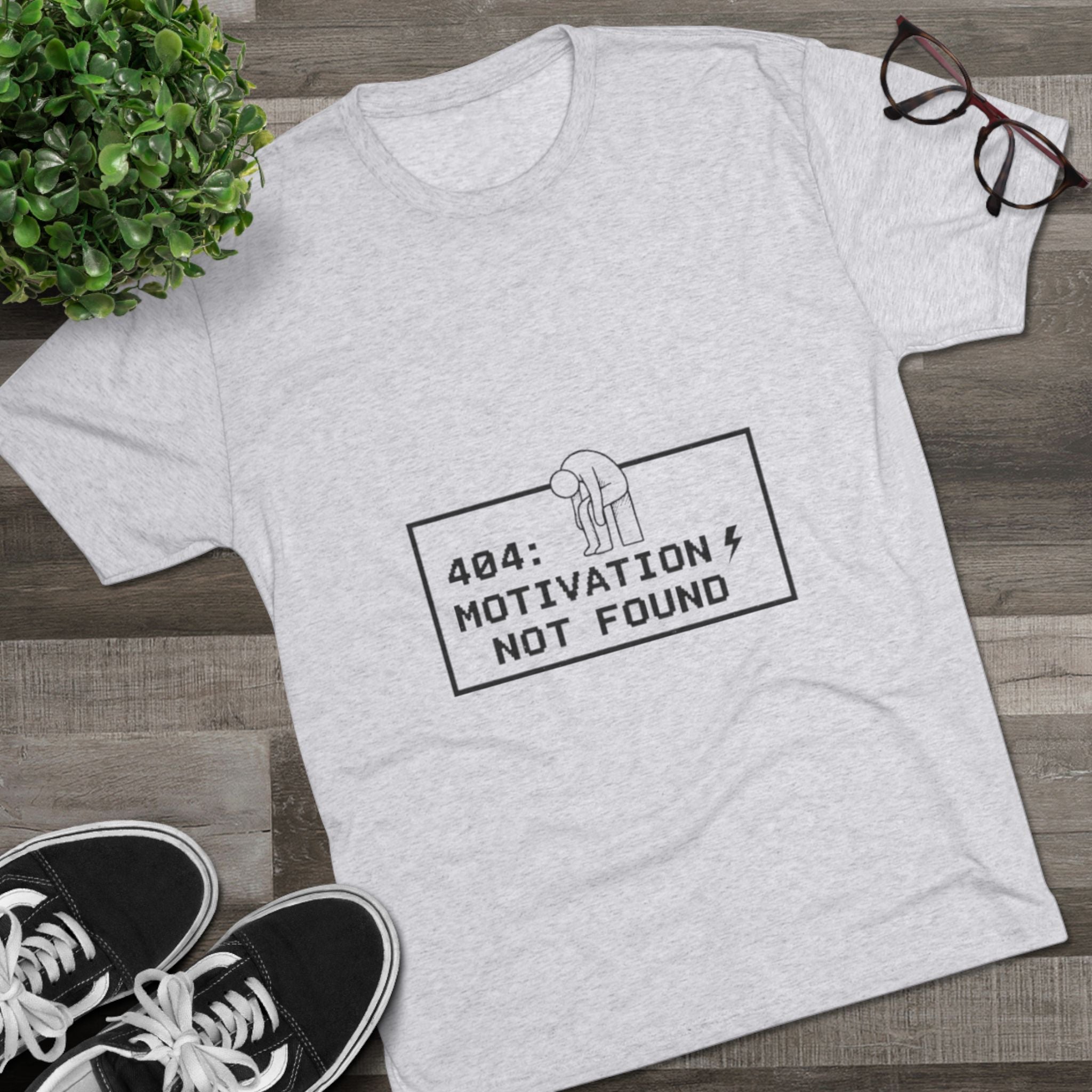Motivation Not Found Tee — Funny 404 Graphic T-Shirt