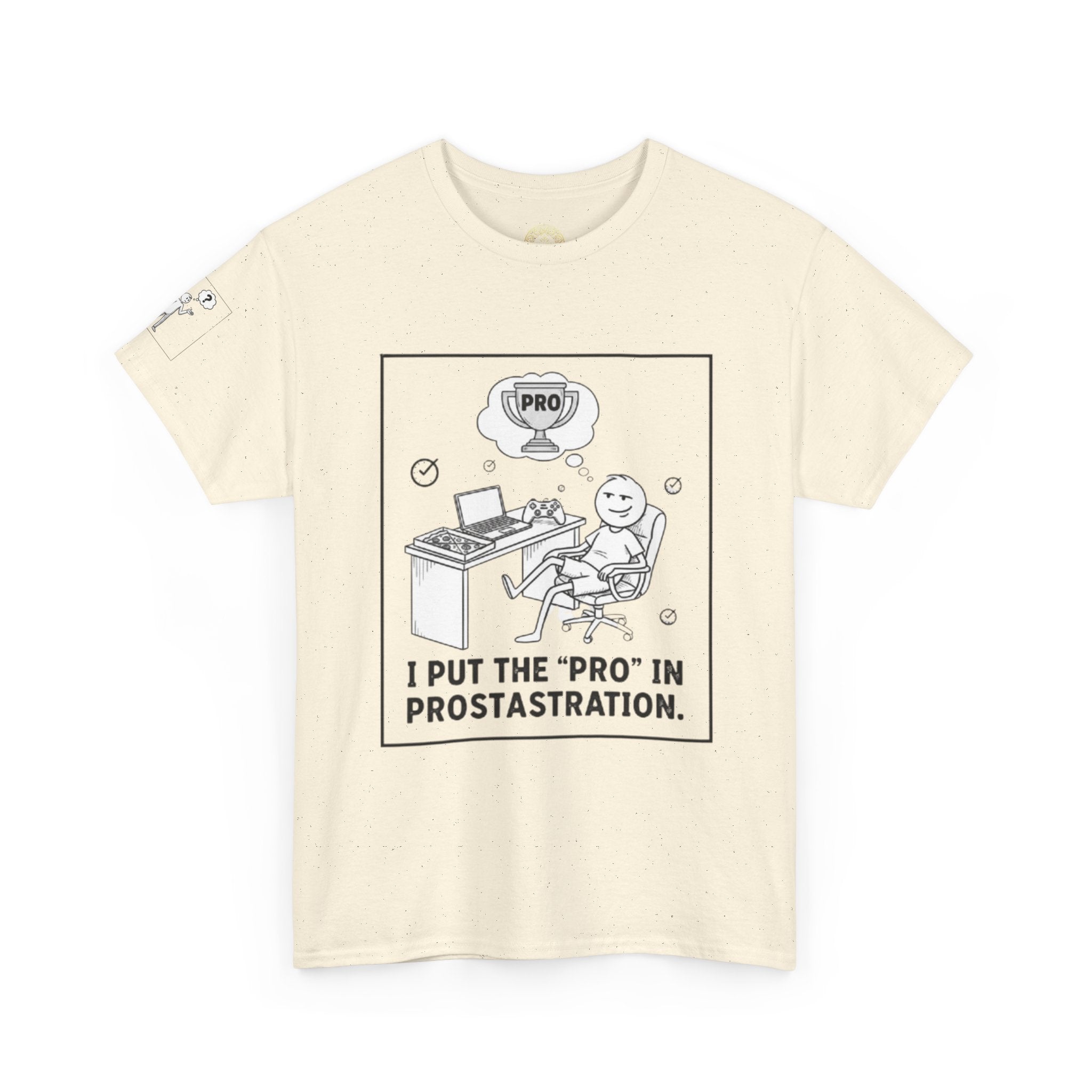 Pro in Prostrastration T‑Shirt — Funny Work-From-Home Office Humor Tee