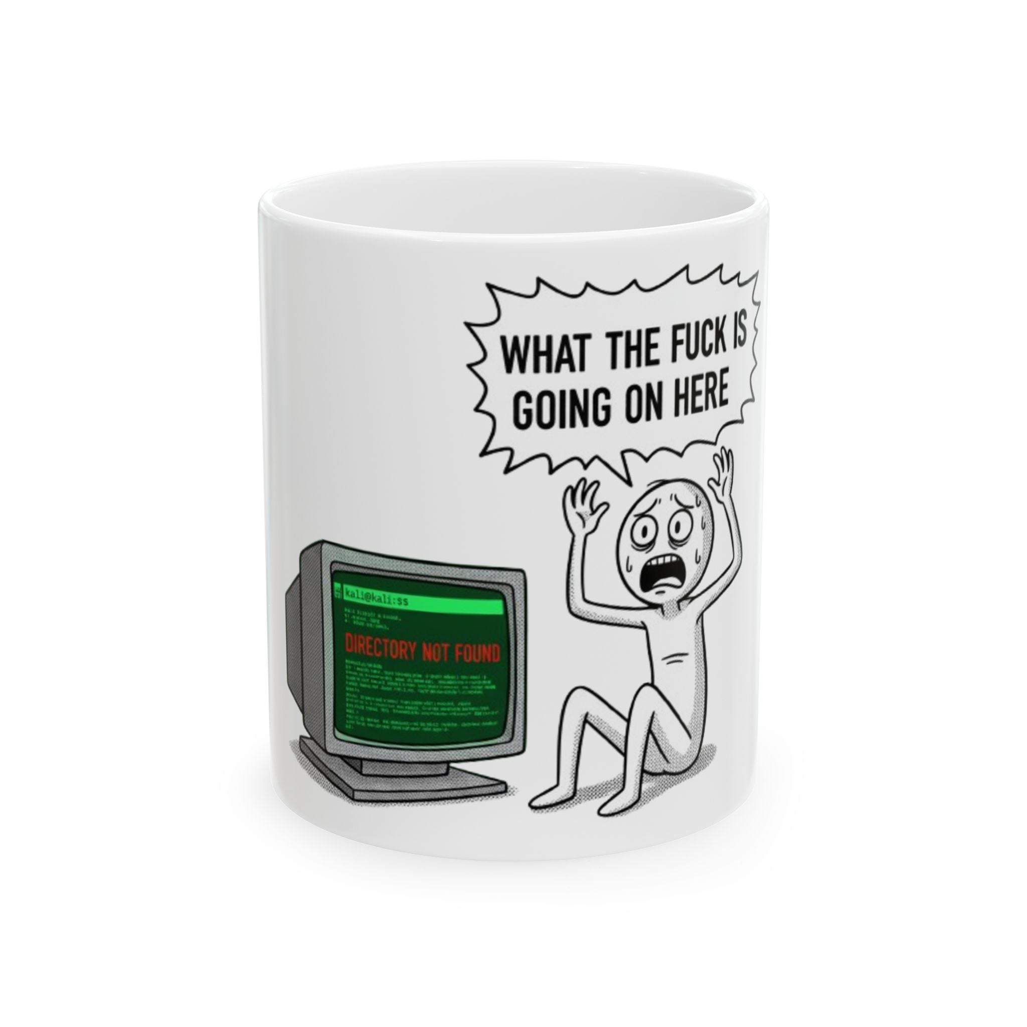 "What the F**k Is Going On Here" Funny Tech Panic Coffee Cup (11oz, 15oz)