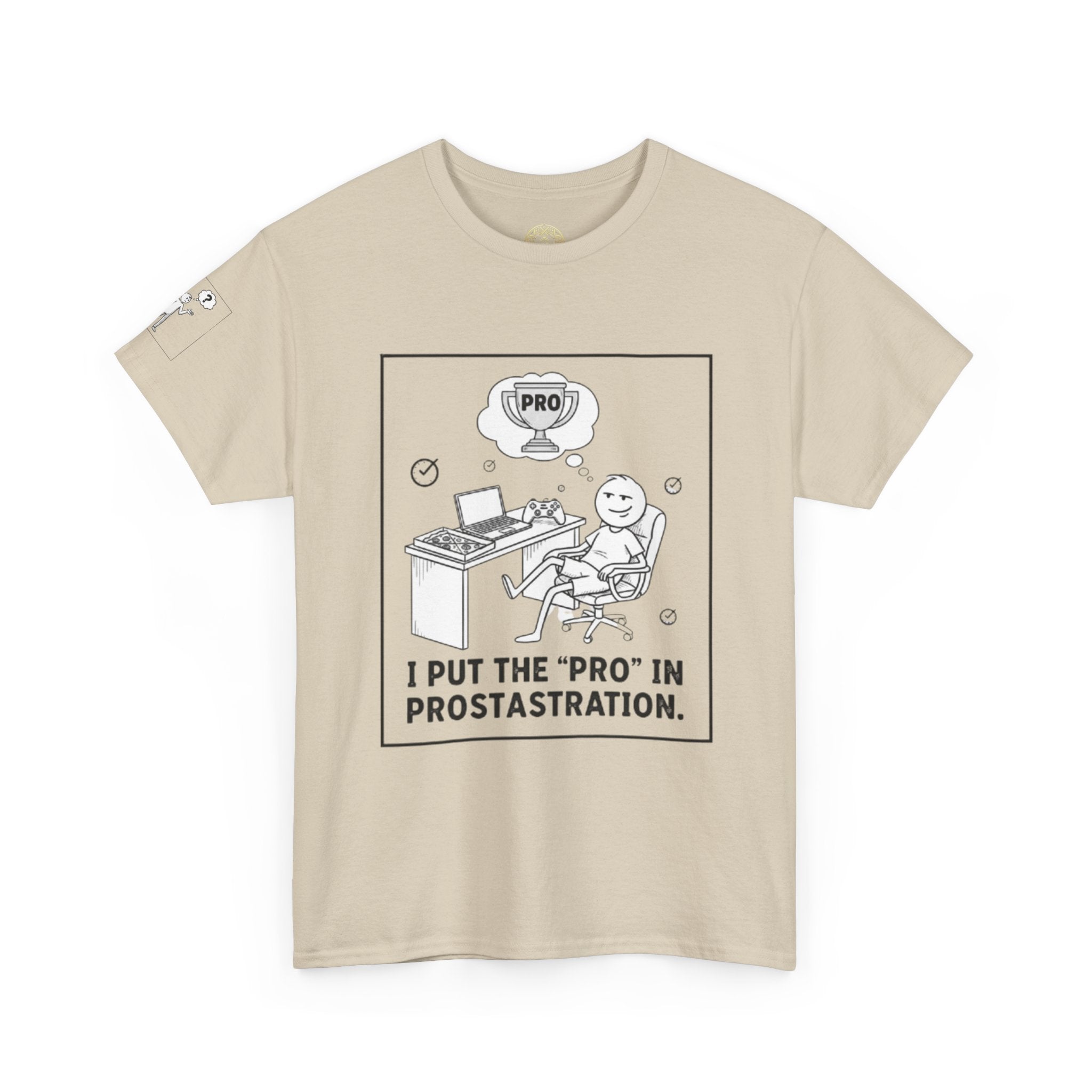 Pro in Prostrastration T‑Shirt — Funny Work-From-Home Office Humor Tee