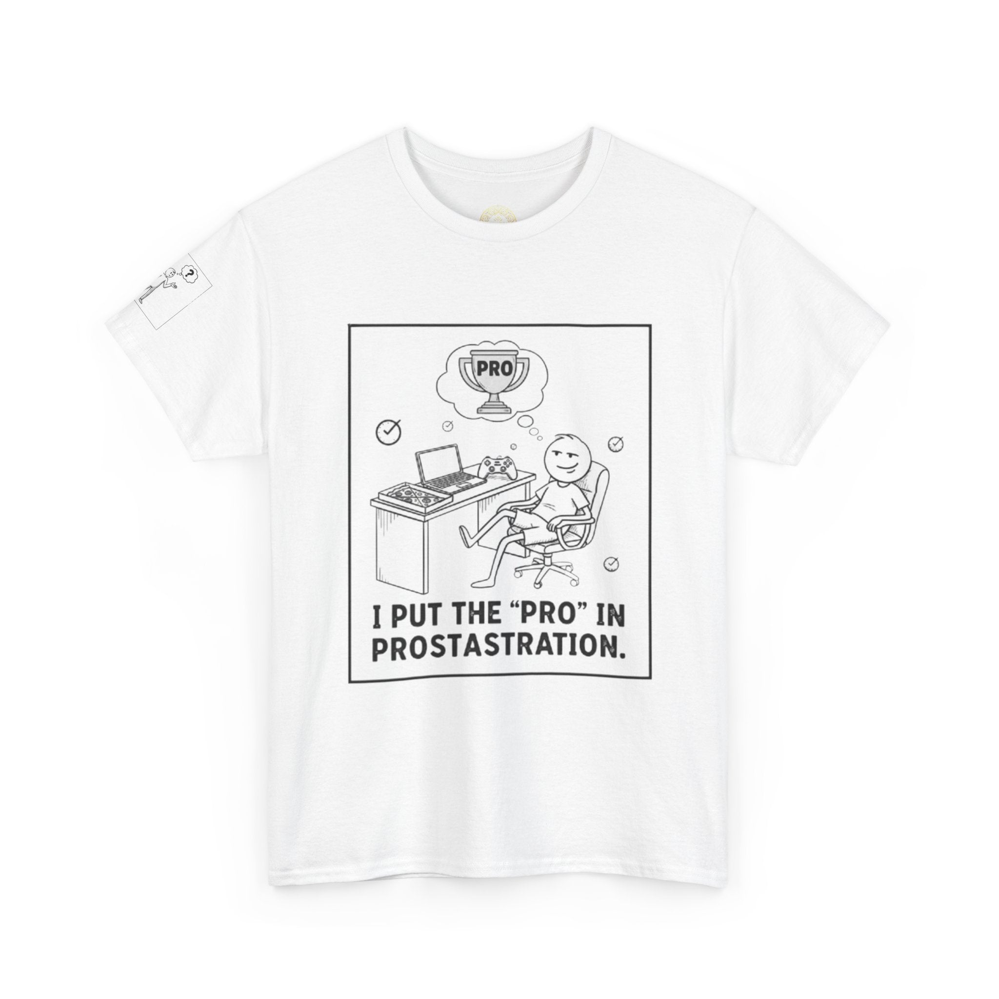 Pro in Prostrastration T‑Shirt — Funny Work-From-Home Office Humor Tee