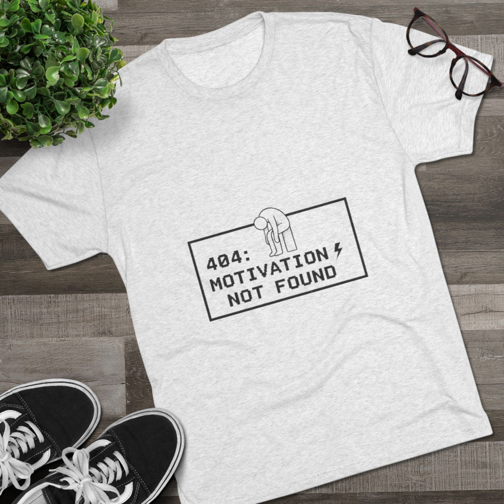 Motivation Not Found Tee — Funny 404 Graphic T-Shirt