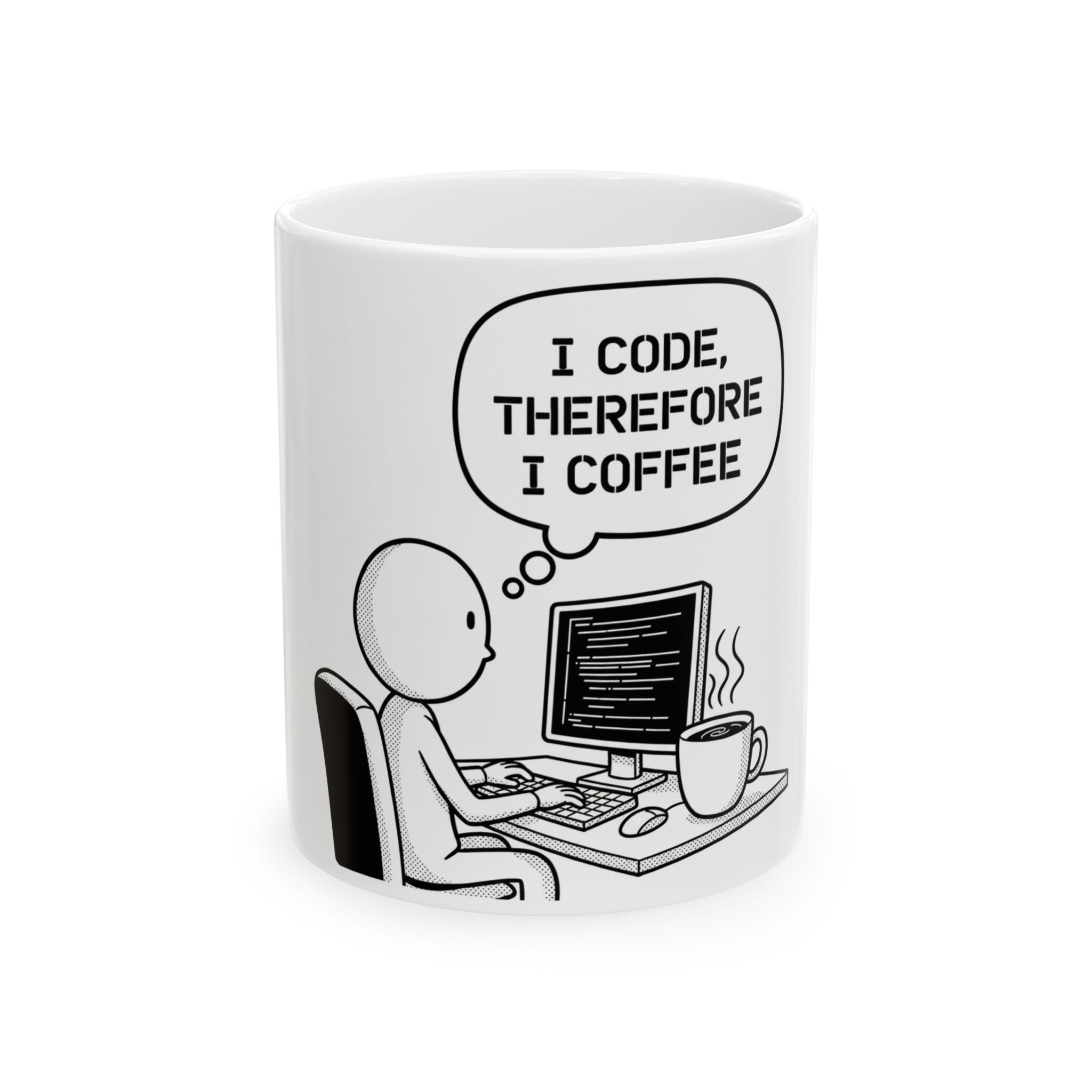 Coder Coffee Mug — "I Code, Therefore I Coffee" Ceramic Programmer Gift (11oz/15oz)