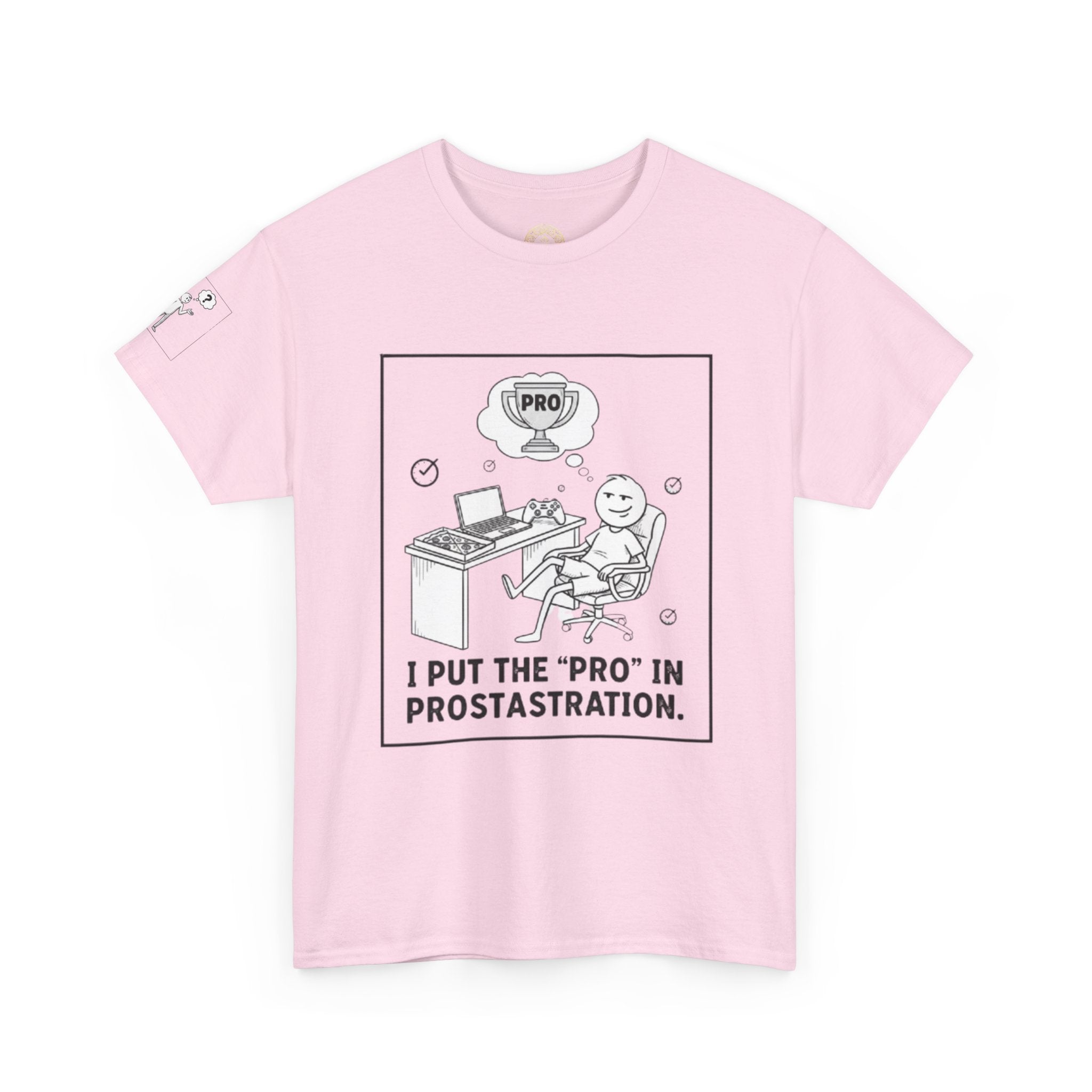 Pro in Prostrastration T‑Shirt — Funny Work-From-Home Office Humor Tee