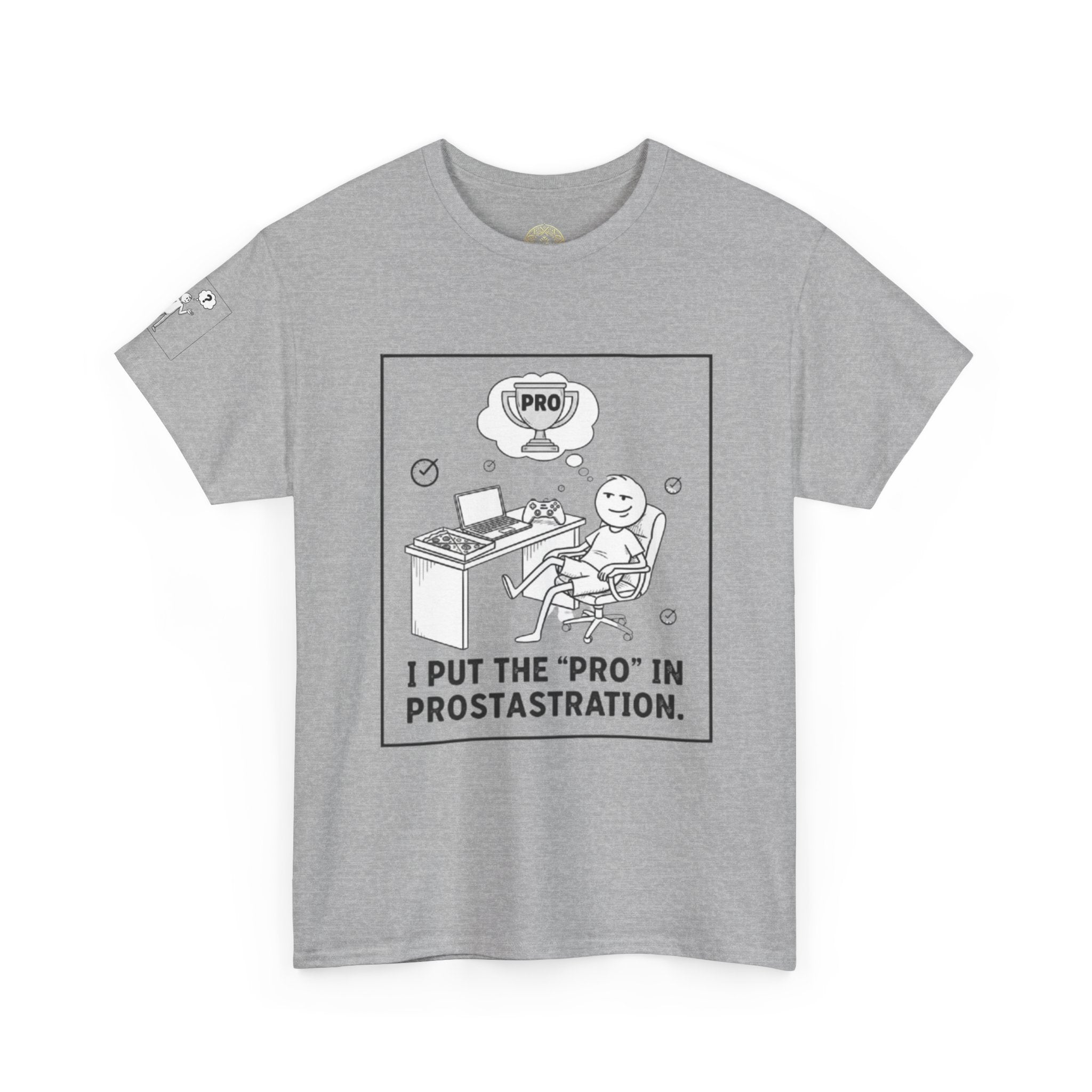 Pro in Prostrastration T‑Shirt — Funny Work-From-Home Office Humor Tee