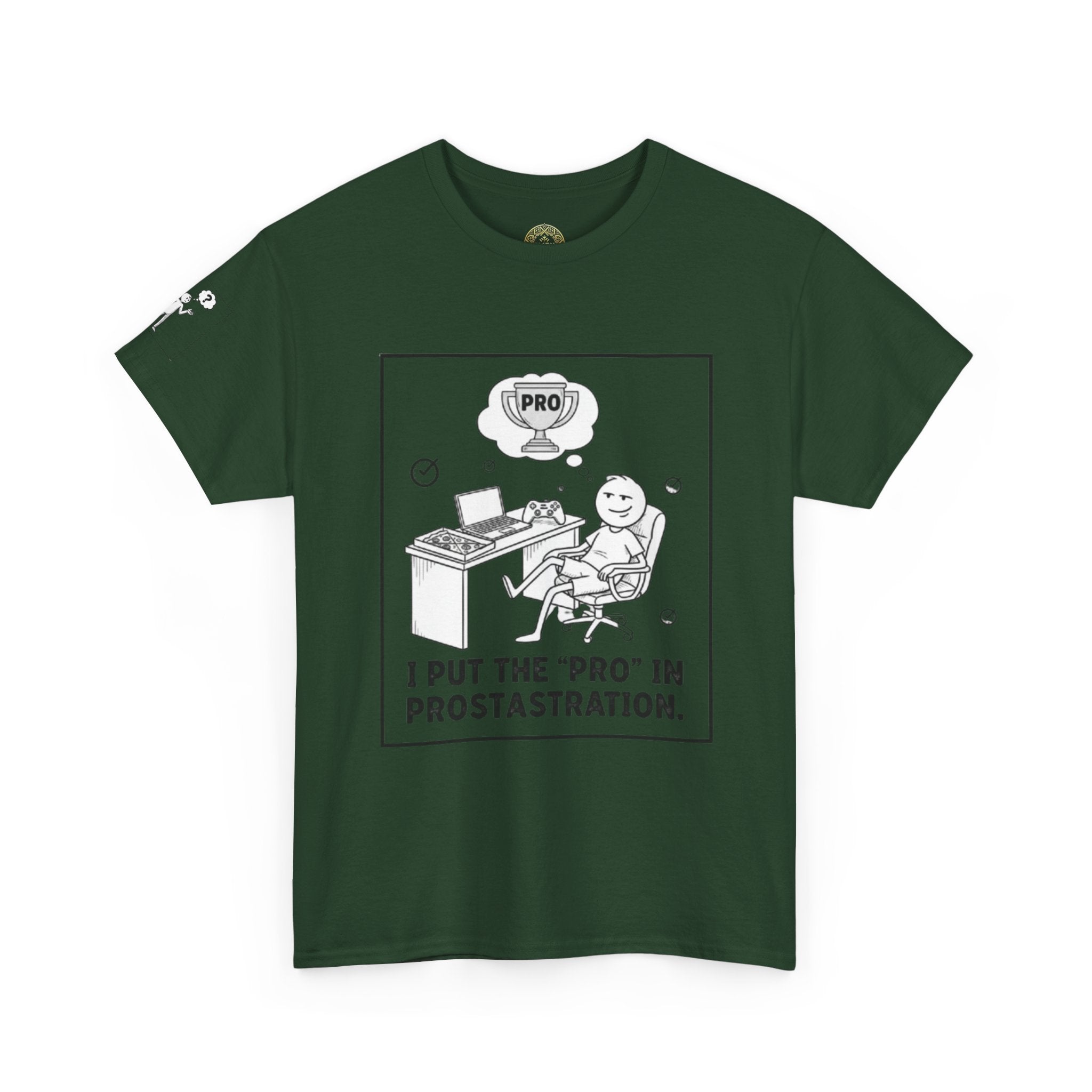 Pro in Prostrastration T‑Shirt — Funny Work-From-Home Office Humor Tee