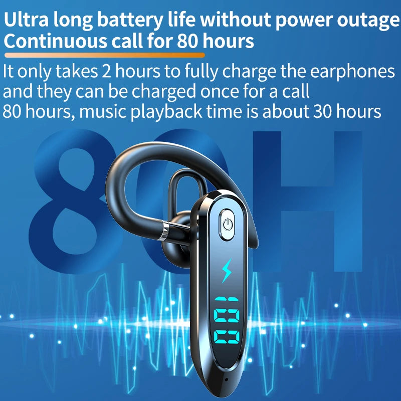 Bluetooth 6.0 Earphone Ear Hook Headphone 270 Degree Rotation LED Display HIFI Stereo Noise Reduction Headset Waterproof Earbud