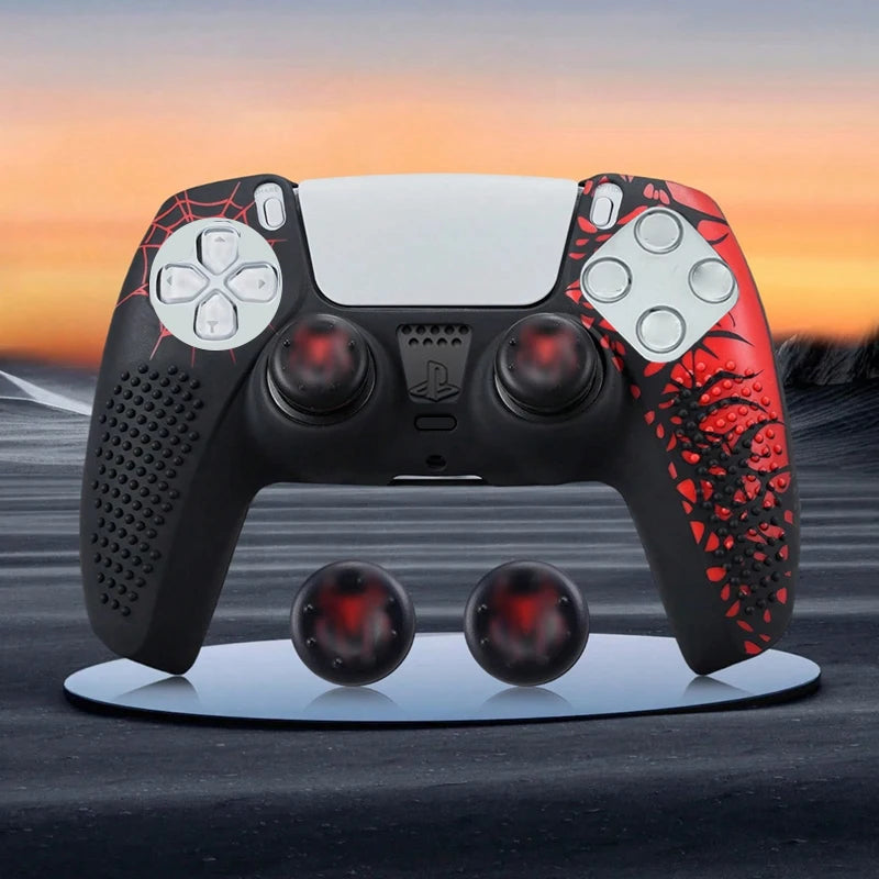 For PS5 Controller Cover Case Anti-Slip Silicone Protective Skin Compatible with PS5 Controller with Thumb Grip Cap Sticker